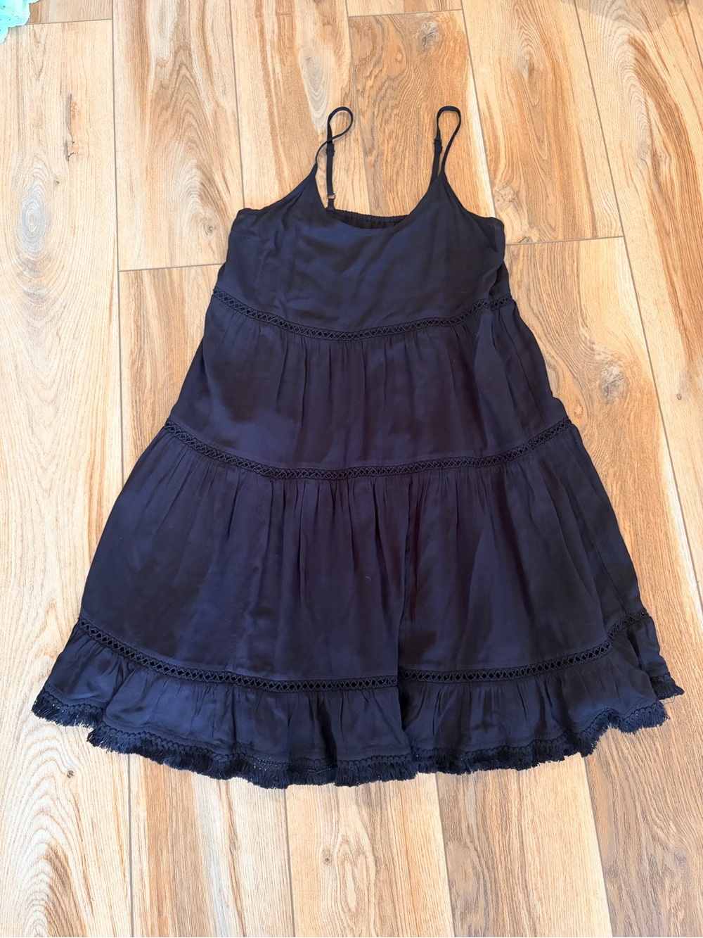 Black Tiered Spaghetti Strap Dress